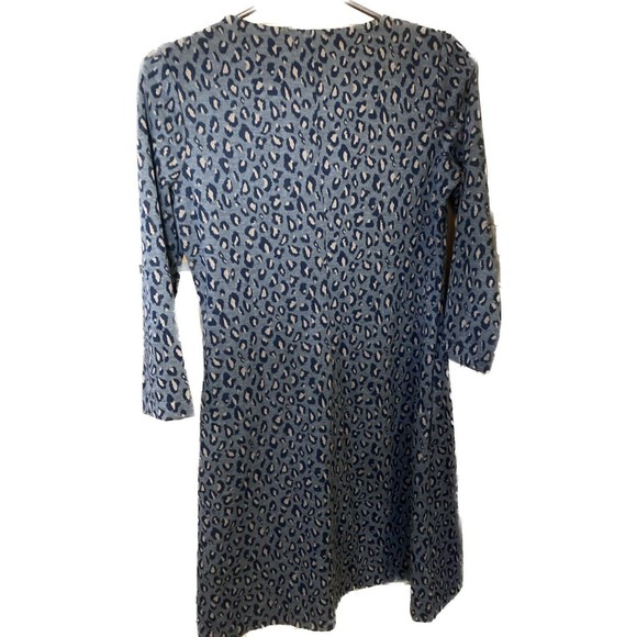 New Original Nicole Miller Women’s ¾ Sleeve Dress with Pockets Small Grey Leopar - Picture 2 of 5